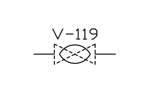 符號 Valve, hose type 的預覽，圖塊名 PPD_2129_VALVE_HOSE