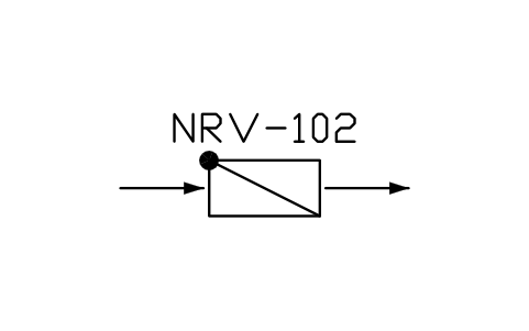 符號 Non-return valve, form 2 的預覽，圖塊名 PPD_P090_CHECK_VALVE_F2