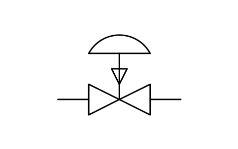 Anteprima del simbolo Valvola, a membrana, chiude al guasto, blocco PPD_X2101_VALVE_DIAPHRAGM_FC