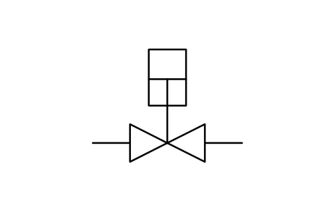 Anteprima del simbolo Valvola di intercettazione, attuatore a cilindro, blocco PPD_X6101_VALVE_CYLINDER