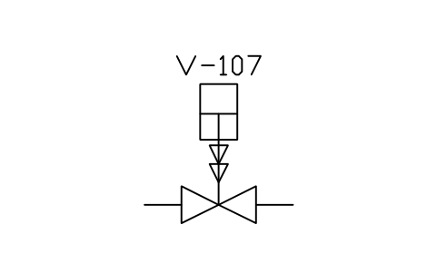 符號 On-off valve, quick-close cylinder 的預覽，圖塊名 PPD_X6102_VALVE_CYLINDER_QUICK
