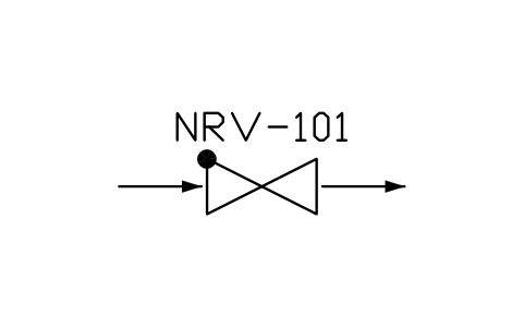 符號 Non-return valve, form 1 的預覽，圖塊名 PPD_X6105_CHECK_VALVE_F1