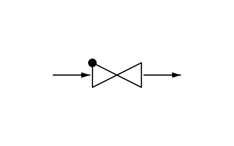 Anteprima del simbolo Valvola di ritegno, forma 1, blocco PPD_X6105_CHECK_VALVE_F1