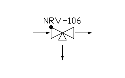 符號 Pump check and recirculation valve 的預覽，圖塊名 PPD_X6108_PUMP_CHECK_RECIRC