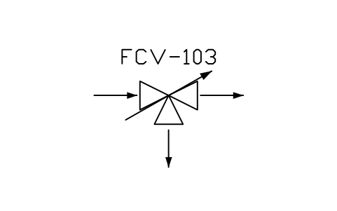 符號 Control valve, 3-way distributing 的預覽，圖塊名 PPD_X6112_CONTROL_VALVE_3WAY_DIST