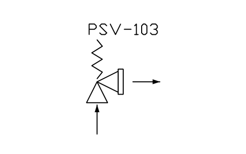 符號 Safety valve, spring, angle 的預覽，圖塊名 PPD_X6122_SAFETY_VALVE_ANGLE