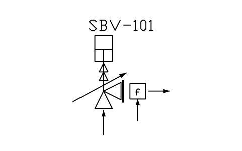符號 Steam bypass valve, fail open 的預覽，圖塊名 PPD_X6123_STEAM_BYPASS_VALVE