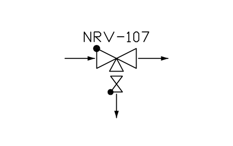符號 Pump check/recirc. valve, with NRV 的預覽，圖塊名 PPD_X6126_PUMP_CHECK_RECIRC_NRV