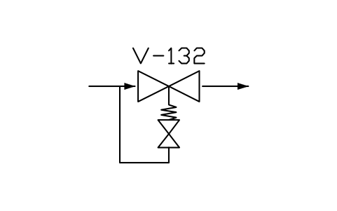 符號 Cavity relief valve, upstream 的預覽，圖塊名 PPD_X6140_VALVE_CAVITY_RELIEF_UP