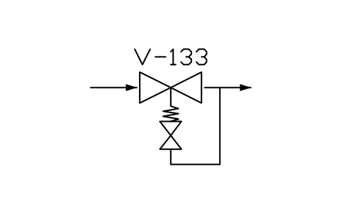 符號 Cavity relief valve, downstream 的預覽，圖塊名 PPD_X6141_VALVE_CAVITY_RELIEF_DOWN