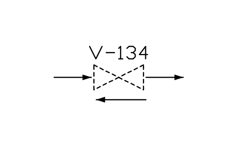 符號 Valve, installed against flow 的預覽，圖塊名 PPD_X6142_VALVE_OPPOSITE_FLOW