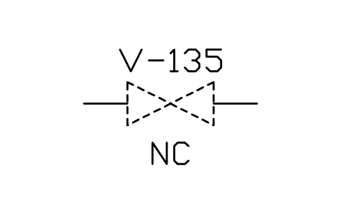 符號 Valve, normally closed (NC) 的預覽，圖塊名 PPD_X6143_VALVE_NORMALLY_CLOSED