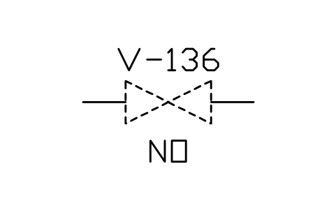 符號 Valve, normally open (NO) 的預覽，圖塊名 PPD_X6144_VALVE_NORMALLY_OPEN