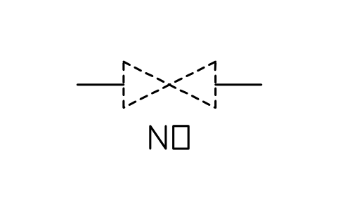 Anteprima del simbolo Valvola, normalmente aperta (NO), blocco PPD_X6144_VALVE_NORMALLY_OPEN