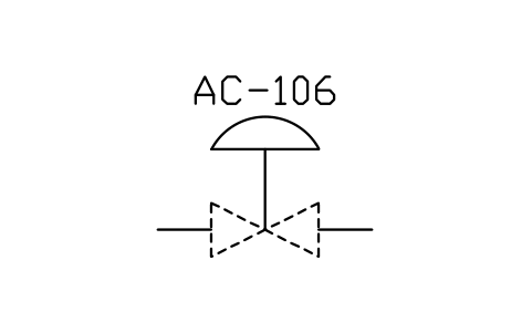 符號 Diaphragm actuator, single acting 的預覽，圖塊名 PPD_725_ACTUATOR_DIAPHRAGM_SINGLE