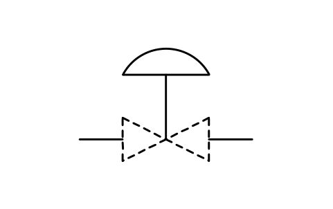 Vorschau des Symbols Membranantrieb, einfachwirkend, Block PPD_725_ACTUATOR_DIAPHRAGM_SINGLE