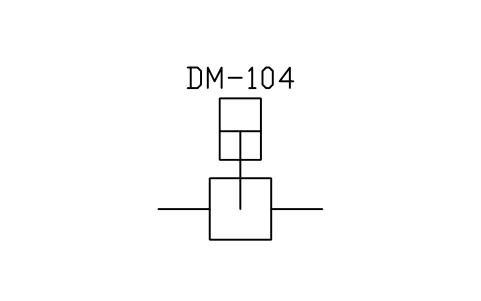 符號 Knife gate damper, cylinder actuator 的預覽，圖塊名 PPD_X6153_DAMPER_KNIFE_GATE