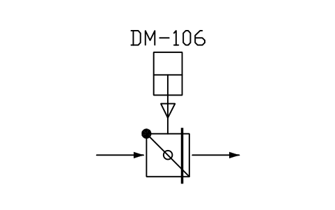 符號 Non-return safety damper, fail close 的預覽，圖塊名 PPD_X6161_DAMPER_NON_RETURN_SAFETY