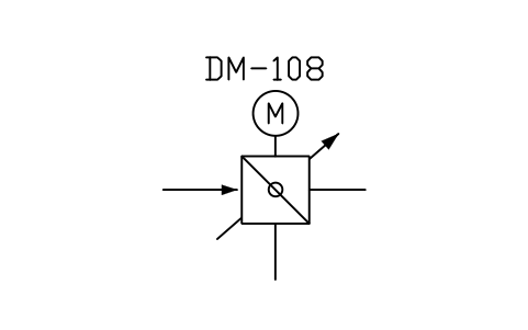 符號 Control damper, diverter or mixer, form 1 的預覽，圖塊名 PPD_X6166_DAMPER_DIVERTER_F1