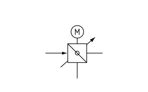 Vorschau des Symbols Regelklappe, Umschalt- oder Mischklappe, Form 1, Block PPD_X6166_DAMPER_DIVERTER_F1