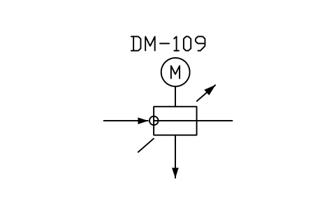 符號 Control damper, diverter or mixer, form 2 的預覽，圖塊名 PPD_X6167_DAMPER_DIVERTER_F2