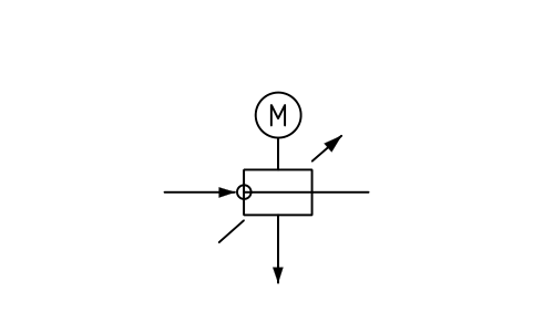 Vorschau des Symbols Regelklappe, Umschalt- oder Mischklappe, Form 2, Block PPD_X6167_DAMPER_DIVERTER_F2