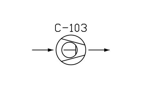符號 Compressor, rotary reciprocating piston 的預覽，圖塊名 PPD_X6328_COMPRESSOR_ROTARY_PISTON