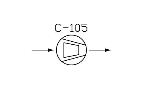 符號 Compressor, turbo type 的預覽，圖塊名 PPD_X6330_COMPRESSOR_TURBO