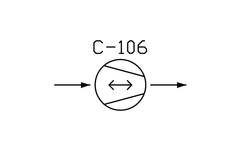 符號 Compressor, rotary piston (Roots) 的預覽，圖塊名 PPD_X6331_COMPRESSOR_ROOTS