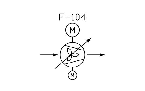 符號 Fan, vane or blade control, electric 的預覽，圖塊名 PPD_X6332_FAN_VANE_ACTUATOR