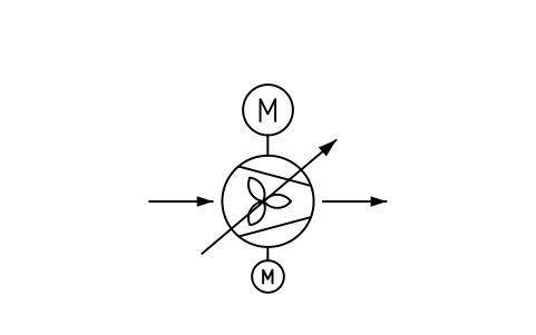 Anteprima del simbolo Ventilatore, regolazione pale, elettrica, blocco PPD_X6332_FAN_VANE_ACTUATOR