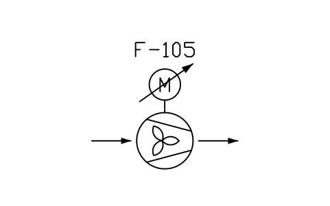 符號 Fan, variable speed electric motor 的預覽，圖塊名 PPD_X6333_FAN_VARIABLE_SPEED