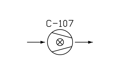 符號 Compressor, rotary vane type 的預覽，圖塊名 PPD_X6334_COMPRESSOR_ROTARY_VANE