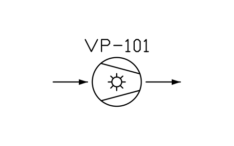 符號 Vacuum pump, liquid ring type 的預覽，圖塊名 PPD_X6350_VACUUM_PUMP_LIQUID_RING