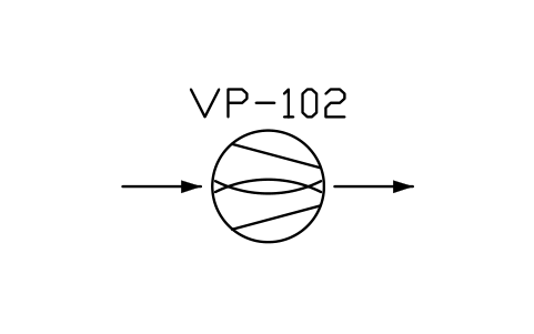 符號 Vacuum pump, static, ejector type 的預覽，圖塊名 PPD_X6351_VACUUM_PUMP_EJECTOR