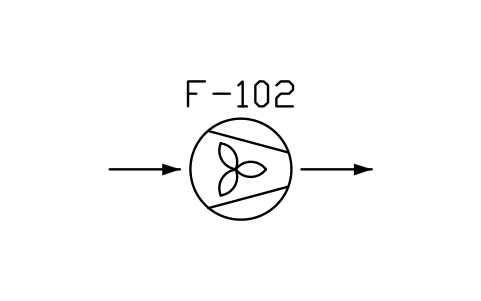 符號 Fan, blower, impeller type 的預覽，圖塊名 PPD_X8164_FAN_IMPELLER