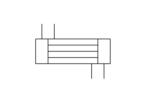 Vorschau des Symbols Wärmeübertrager, gerade Rohre, Block PPD_2511_HX_STRAIGHT_TUBES