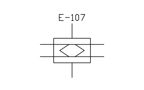 符號 Condenser, 2 water passes, form 2 的預覽，圖塊名 PPD_X6409_CONDENSER_2PASS_F2