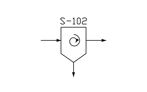 符號 Separator, cyclone type 的預覽，圖塊名 PPD_X2618_SEPARATOR_CYCLONE