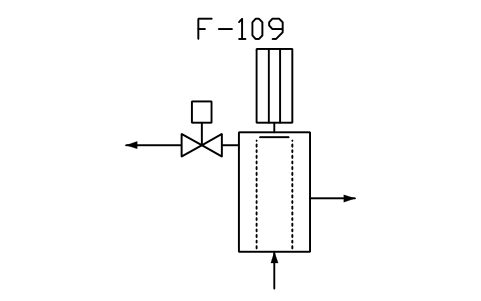 符號 Filter, back flush, Bernoulli type 的預覽，圖塊名 PPD_X6509_FILTER_BACKFLUSH_BERNOULLI