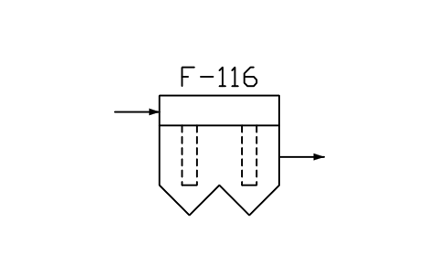 符號 Bag filter, two sections 的預覽，圖塊名 PPD_X6522_BAG_FILTER_2SECTIONS