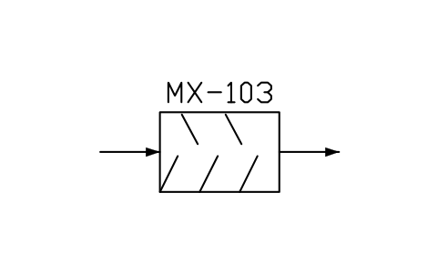 符號 In-line static mixer, form 2 的預覽，圖塊名 PPD_X6570_STATIC_MIXER_F2