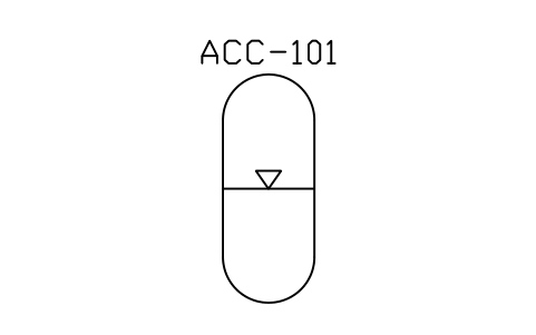 符號 Accumulator, diaphragm, gas loaded 的預覽，圖塊名 PPD_X2073_ACC_DIAPHRAGM