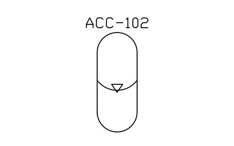 符號 Accumulator, bladder, gas loaded 的預覽，圖塊名 PPD_X6650_ACC_BLADDER