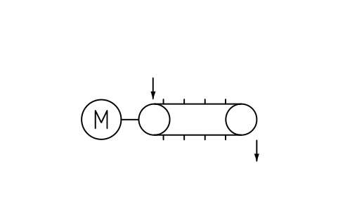 Preview of the Belt conveyor with scraper flights symbol, block PPD_X6705_BELT_CONVEYOR_SCRAPER