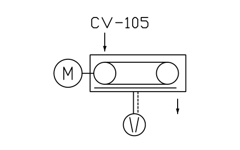 符號 Belt conveyor, air belt type 的預覽，圖塊名 PPD_X6708_BELT_CONVEYOR_AIR