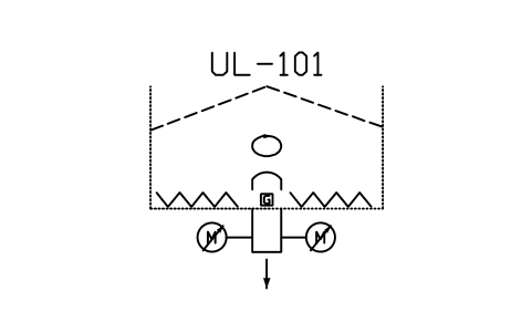 符號 Screw unloader, rotating type 的預覽，圖塊名 PPD_X6712_SCREW_UNLOADER_ROTATING