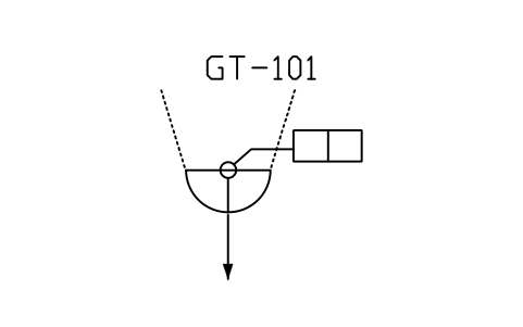 符號 Bin gate, cylinder operated 的預覽，圖塊名 PPD_X6720_BIN_GATE_CYLINDER