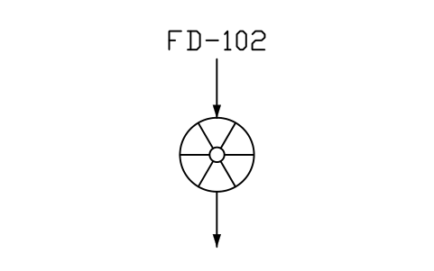 符號 Rotary vane feeder, air lock 的預覽，圖塊名 PPD_X6723_ROTARY_VANE_FEEDER