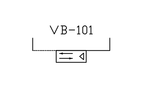 符號 Conveyor vibrator, pneumatic type 的預覽，圖塊名 PPD_X6727_VIBRATOR_PNEUMATIC